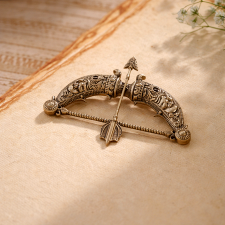 Handmade 925 Sterling Silver Shree Ram Bow Brooch Pin